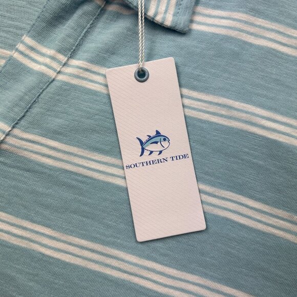Southern Tide Summer Ray Stripe Polo Shirt Men's Size Large Rain Water Blue NWT - Picture 4 of 11